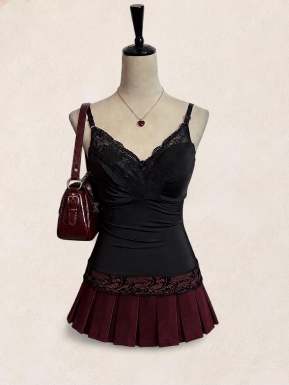 Black Lace Satin Camisole Lingerie Top Adjustable Straps